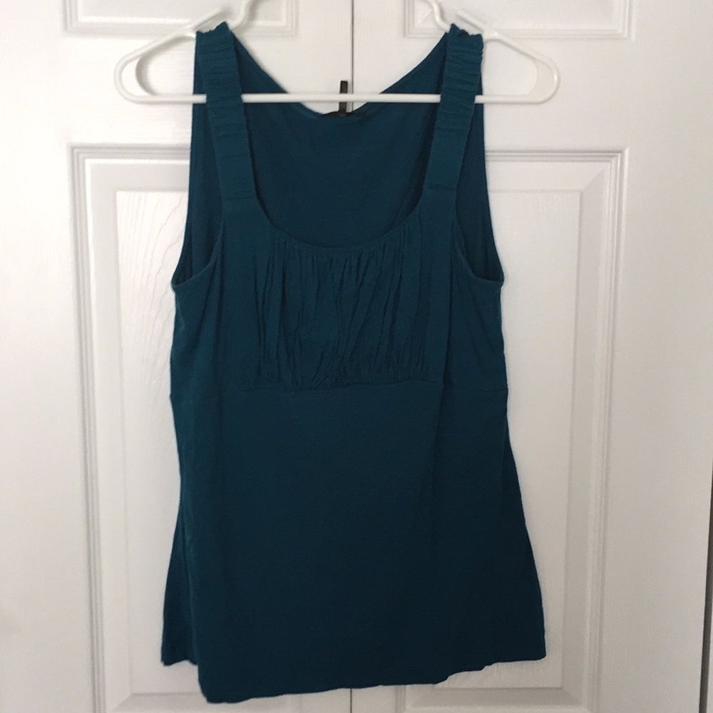 Daisy Fuentes dark teal tank top with rouching